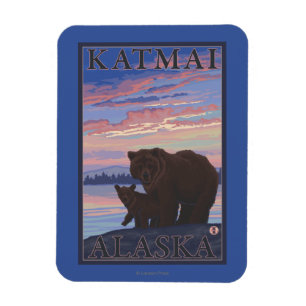 Magnet Flexible Ours et cub - Katmai, Alaska