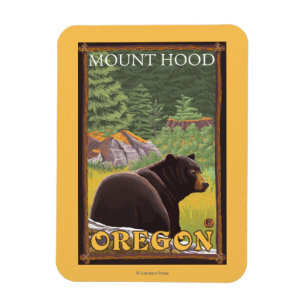 Magnet Flexible Ours noir dans la forêt - capot de bâti, Orégon
