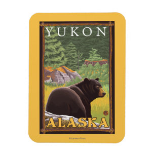 Magnet Flexible Ours noir dans la forêt - le Yukon, Alaska