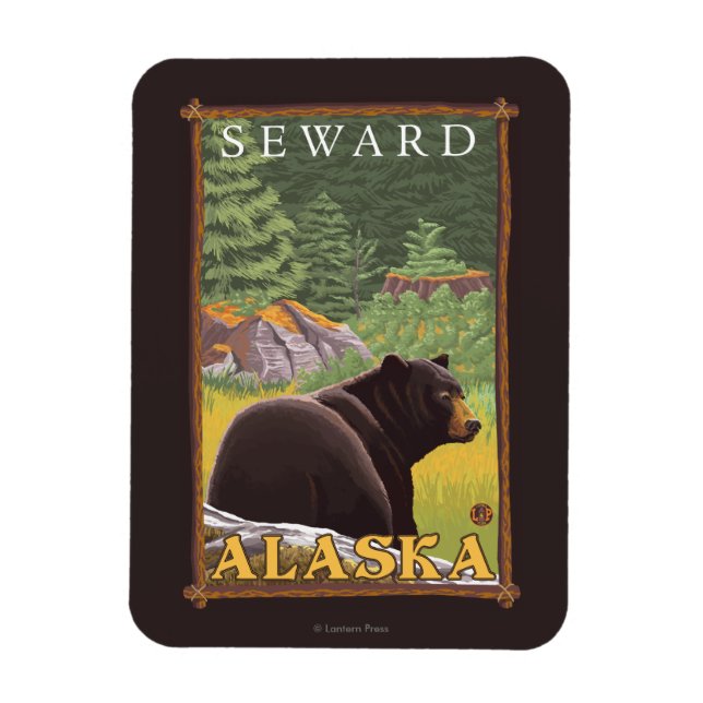 Magnet Flexible Ours Noir en Forêt - Vent, Alaska (Vertical)