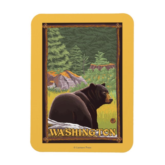Magnet Flexible Ours noir en forêt - Washington (Vertical)