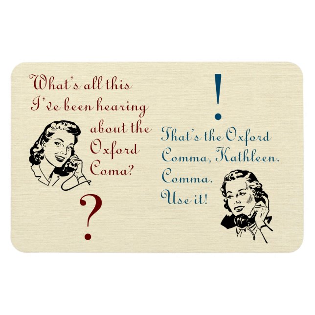 Magnet Flexible Oxford Comma pas Coma avec Retro Ladies (Horizontal)