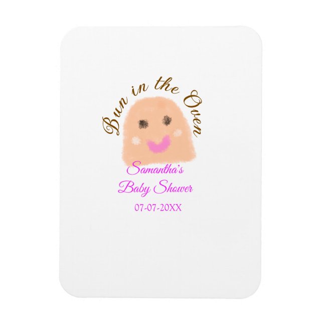 Magnet Flexible Pain dans le four beige boulette baby shower rose  (Vertical)