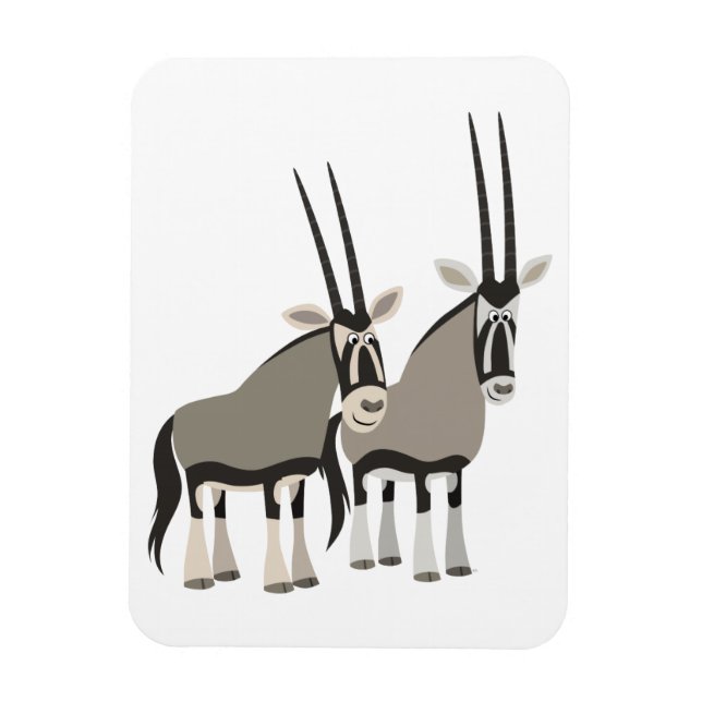 Magnet Flexible Paire mignonne d'oryxes de dessin (Vertical)