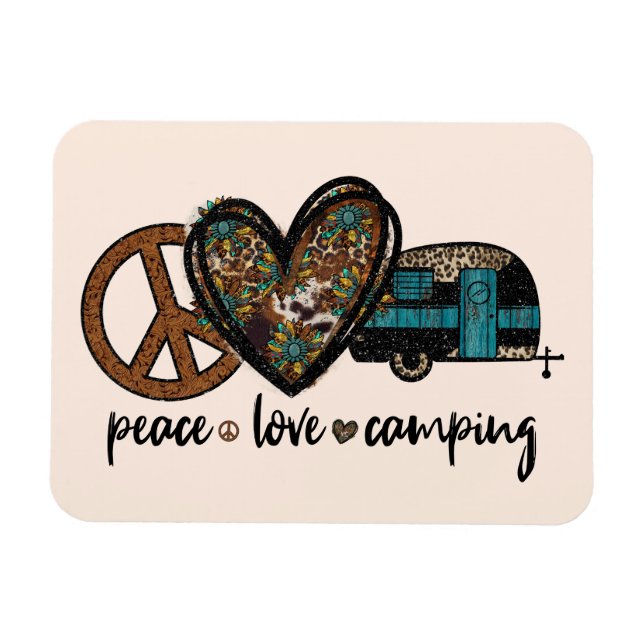 Magnet Flexible Paix, Amour, Camping (Horizontal)