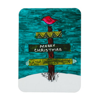 Magnet Flexible Palette sapin de Noël avec un aimant d'oiseau roug