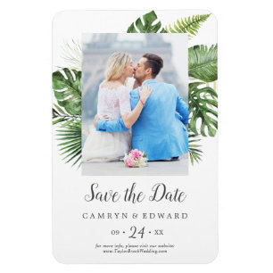 Magnet Flexible Palme tropicale sauvage Photo Enregistrer la date