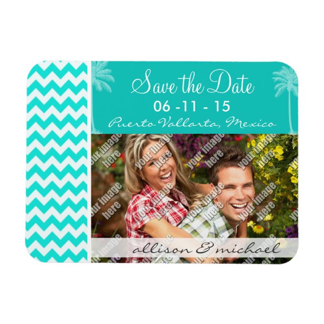 Magnet Flexible Palmier Tropical; Aqua Color Chevron (Horizontal)