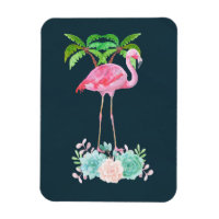 Palmiers Flamants roses roses et succulents florau