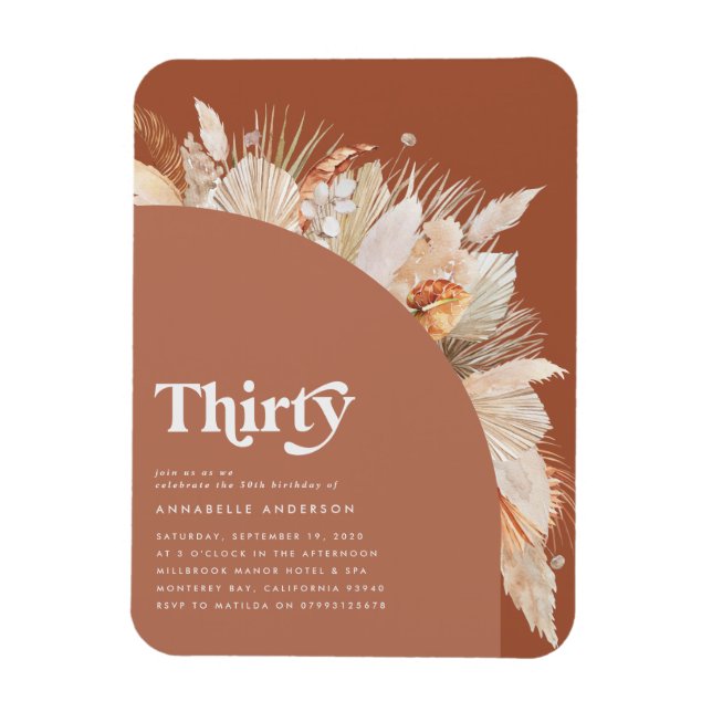 Magnet Flexible Pampas moderne herbe 30e anniversaire terre cuite (Vertical)