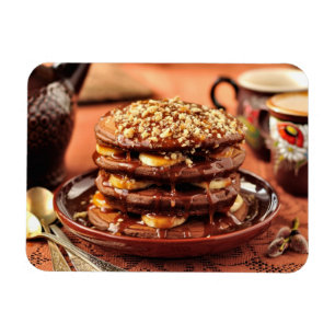 Magnet Flexible Pancakes au chocolat avec bananes et caramel