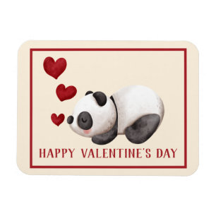 Magnet Flexible Panda et Coeurs doux Saint Valentin