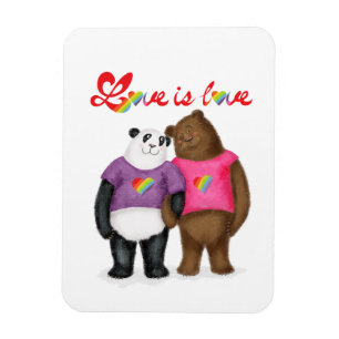 Magnet Flexible Panda mignonne et ours brun aimant "l'amour c'est 