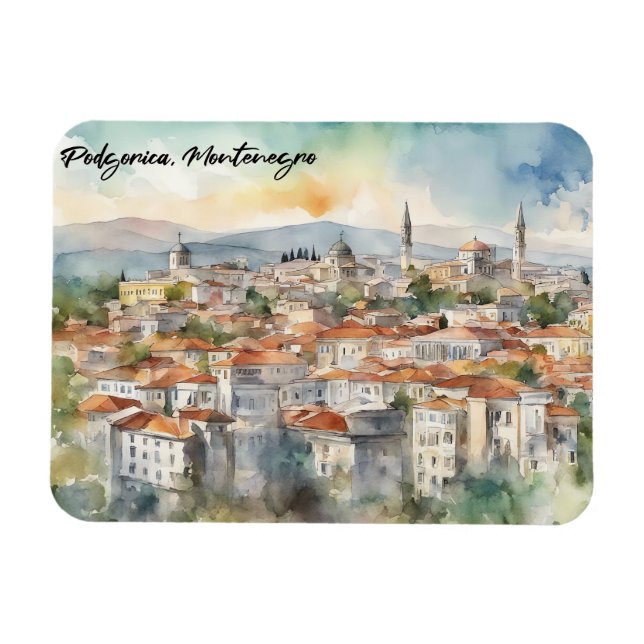 Magnet Flexible Panorama de Podgorica Monténégro (Horizontal)