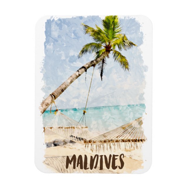 Magnet Flexible Panorama tropical sur la plage des Maldives (Vertical)