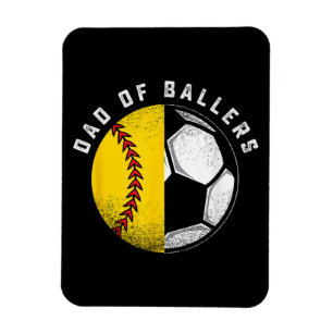 Magnet Flexible Papa de Ballers Père Fils Joueur de Softball Footb