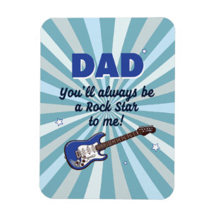Magnet Flexible Papa Star du Rock Guitare Électrique Bleue Cool