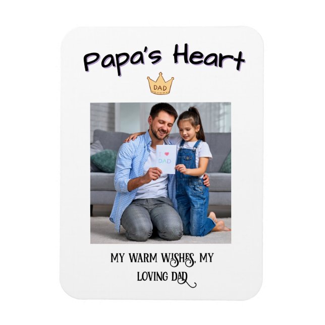 Magnet Flexible Papa's Heart - Personnalisé Premier Fête des pères (Vertical)
