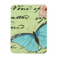 Papillon à ailes bleues sur carte postale Turquois