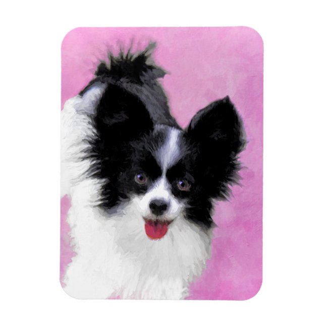 Magnet Flexible Papillon (blanc et noir) Peinture - Chien Art (Vertical)