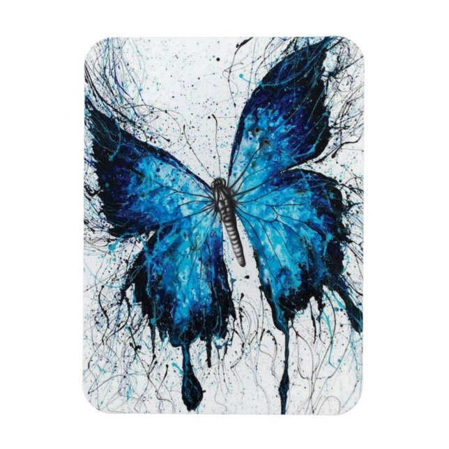 Magnet Flexible Papillon bleu et noir (Vertical)
