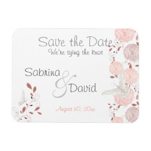 Magnet Flexible Papillon Coral Chrysanthèmes Enregistrer la date