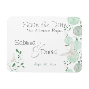 Magnet Flexible Papillon Matcha Chrysanthèmes Enregistrer la date