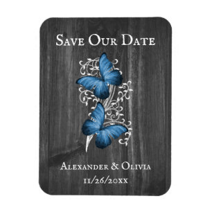 Magnet Flexible Papillon Rustique Bleu Enregistrer l'aimant Date