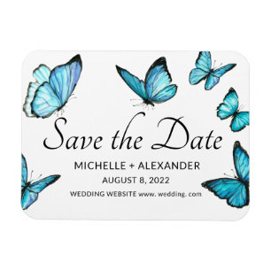 Magnet Flexible Papillons bleu aquarelle Moderne enregistrer la da