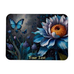 Magnet Flexible Papillons bleus sur Orange Bloom
