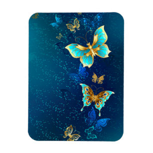Magnet Flexible Papillons d'or sur un Arrière - plan bleu