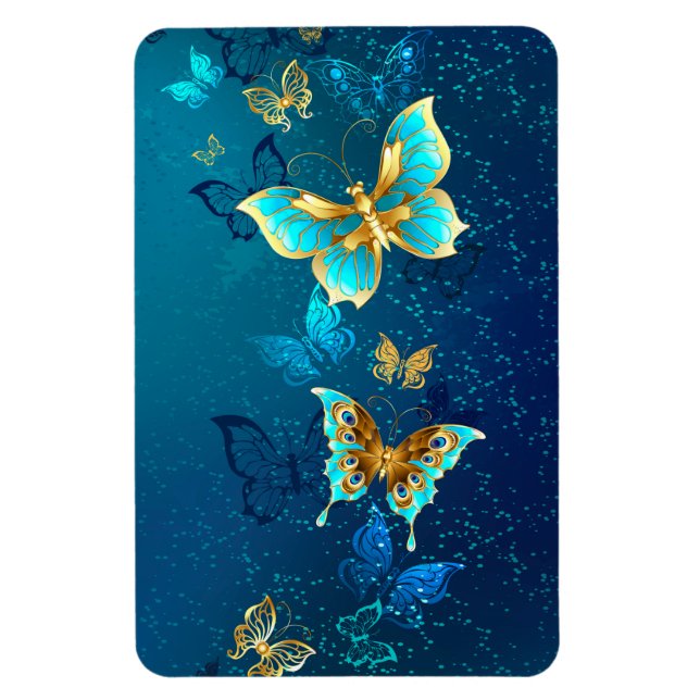 Magnet Flexible Papillons d'or sur un Arrière - plan bleu (Vertical)