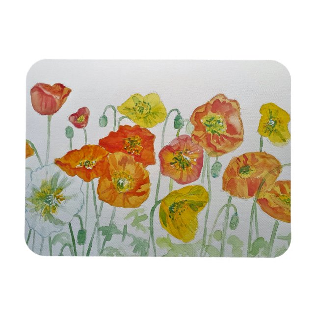 Magnet Flexible Papillons orange rouge Aquarelle Aquarelle Anniver (Horizontal)