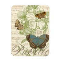 Papillons sur Partition avec Design Floral