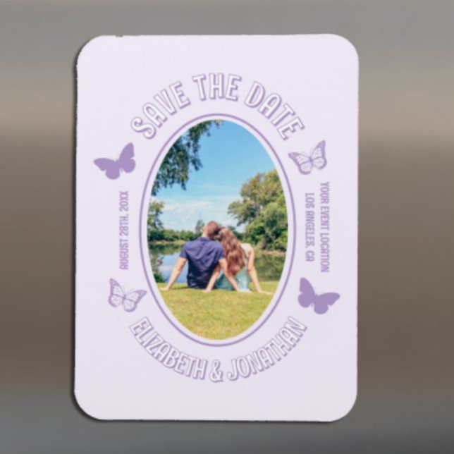 Magnet Flexible Papillons Violets Sauvegarder La Date (Créateur téléchargé)