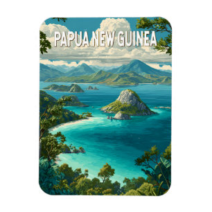 Magnet Flexible Papouasie-Nouvelle-Guinée Illustration Voyage Art 