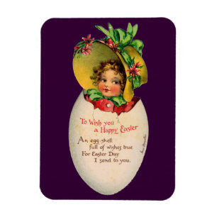 Magnet Flexible Pâques victoriennes, Vintage fille avec Bonnet dan