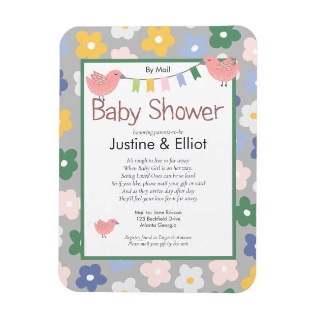Magnet Flexible Par Fleurs de courrier et Baby shower des filles d (Vertical)