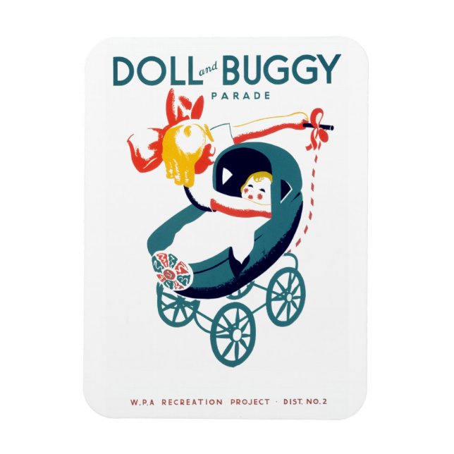 Magnet Flexible Parade poupée et buggy (Vertical)