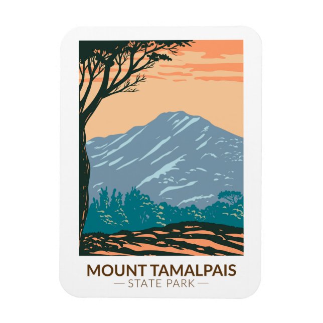 Magnet Flexible Parc d'état du Mont Tamalpais Californie Vintage (Vertical)