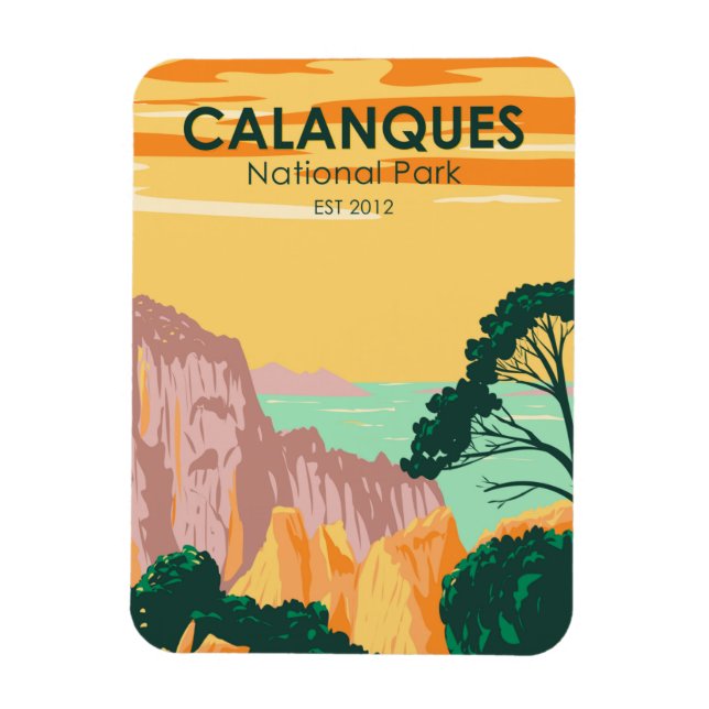 Magnet Flexible Parc national de Calanques France Vintage (Vertical)