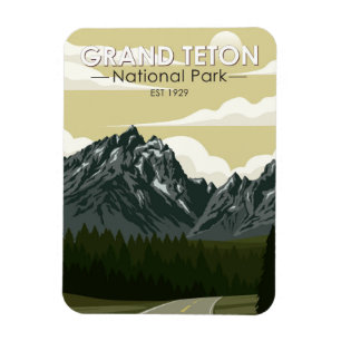 Magnet Flexible Parc national de Grand Teton Wyoming Road Vintage