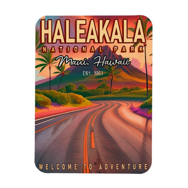 Magnet Flexible Parc national de Haleakala Maui Road Volcano Vinta (Vertical)