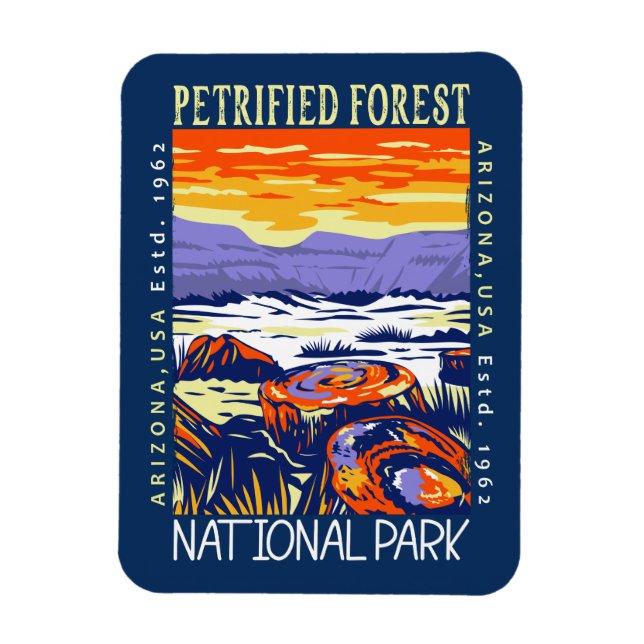 Magnet Flexible Parc national de la Forêt Petrifiée Vintage en dét (Vertical)