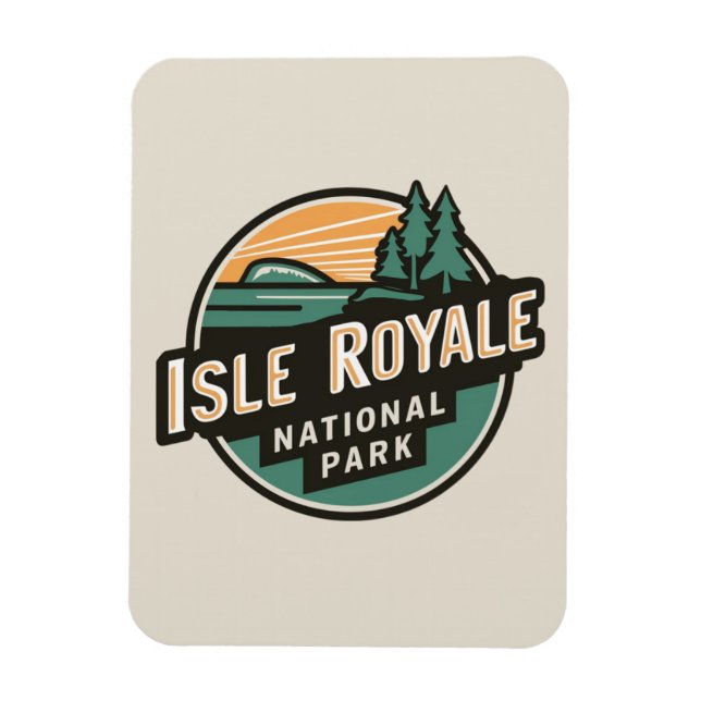 Magnet Flexible Parc national de l'Isle Royale Emblem Voyage Rétro (Vertical)