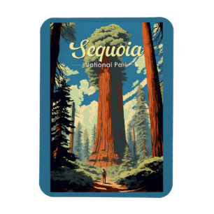 Magnet Flexible Parc national de Sequoia Illustration Rétro