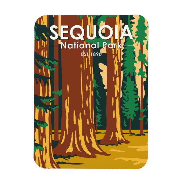 Magnet Flexible Parc national de Sequoia Sequoia Arbres géants Vin (Vertical)