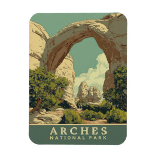 Magnet Flexible Parc national des Arches de style rétro animé