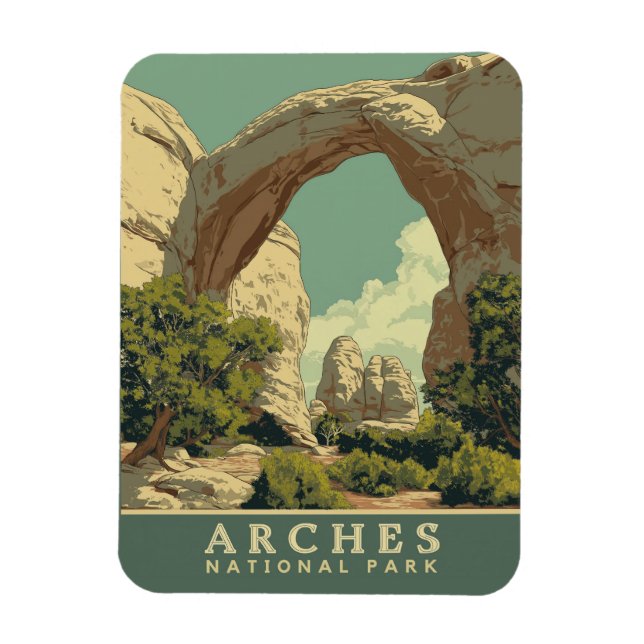 Magnet Flexible Parc national des Arches de style rétro animé (Vertical)