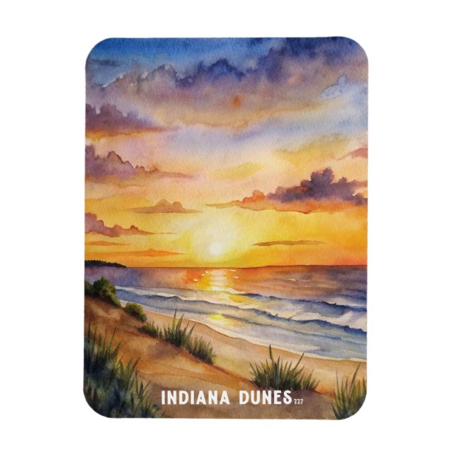 Magnet Flexible Parc national des dunes d'Indiana Peinture aquarel (Vertical)